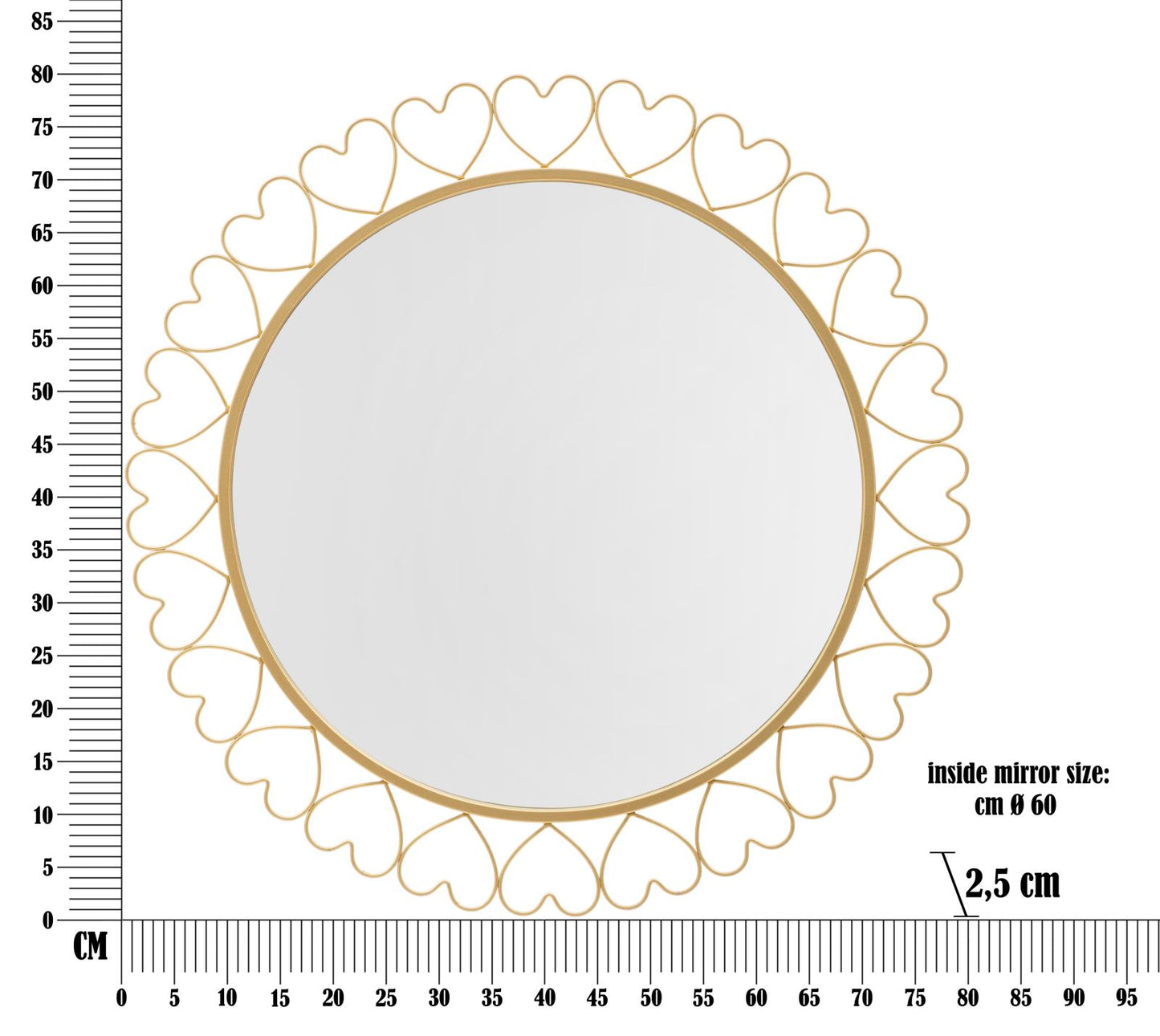 Specchio Hearts Oro – Geometrie Romantiche dal Fascino Senza Tempo