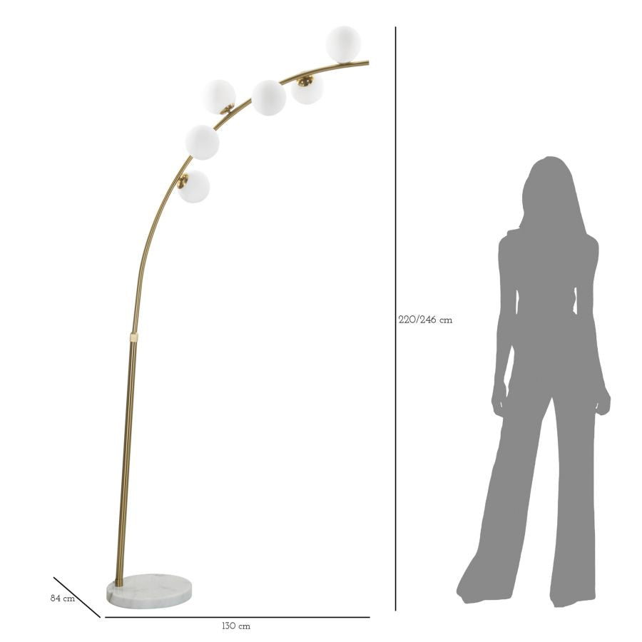 Lampada da Terra “Luminara Arc” | 6 Luci LED Decorative | Lampada ad Arco Dorata | Design Elegante e Moderno | Illuminazione Living