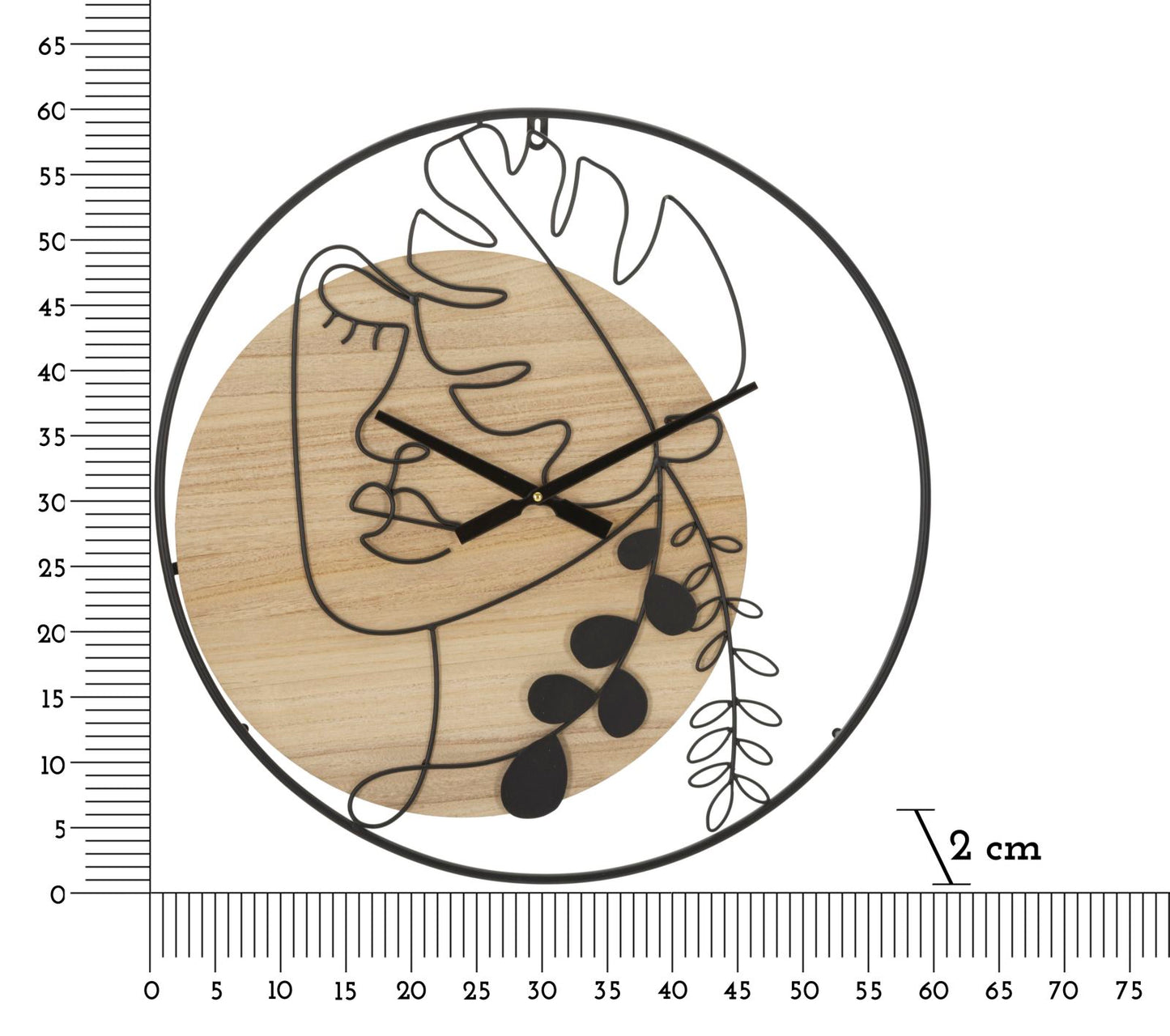 Orologio da Parete ARTEA Nature – Orologio Moderno Decorativo in Legno e Metallo Nero, Design Artistico, Ø 60 cm
