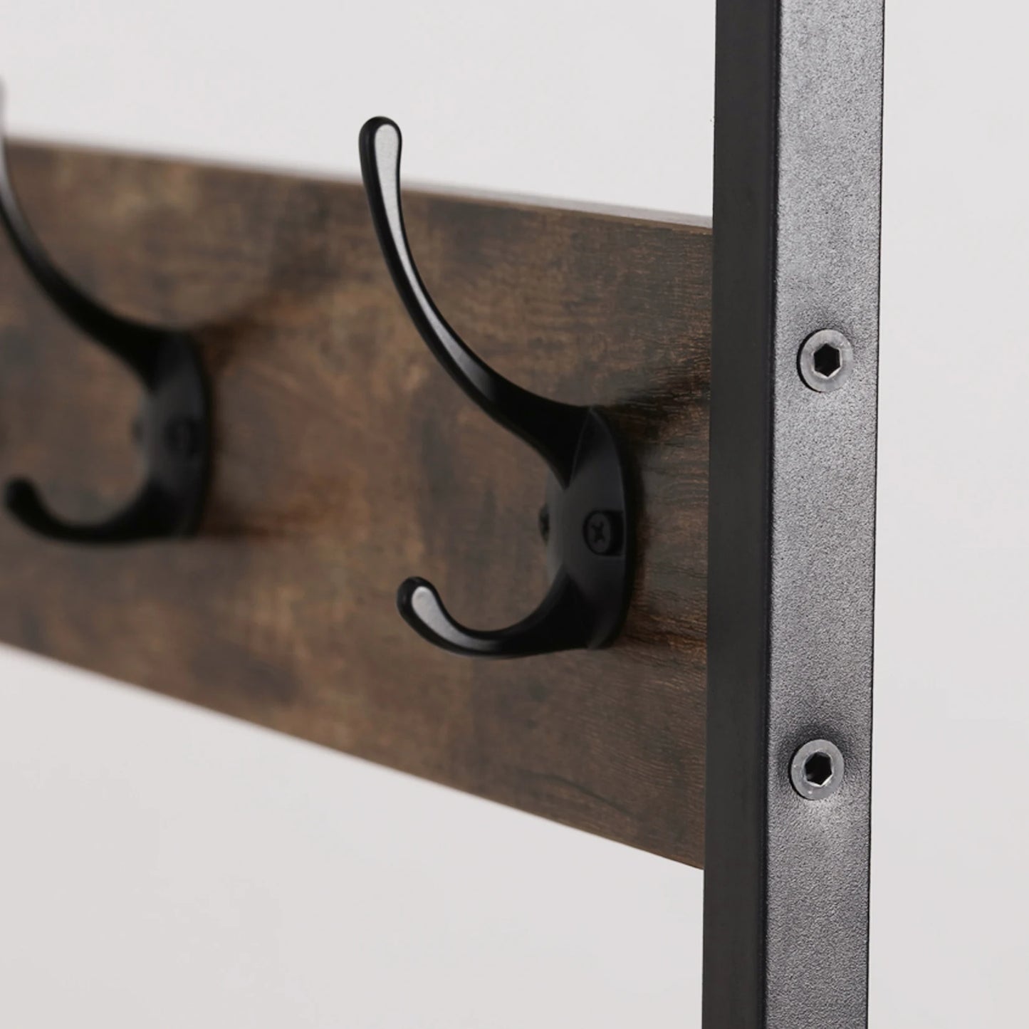 Appendiabiti con Scaffale in Metallo Nero – Stand Guardaroba Robusto e Moderno