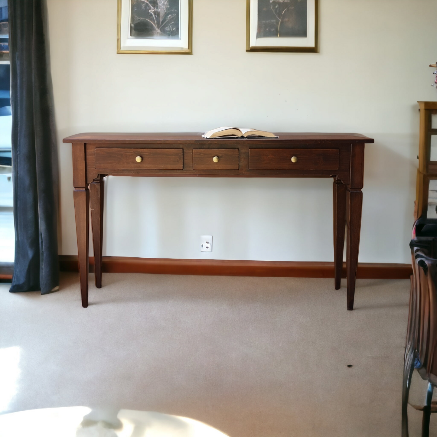 Consolle - EUCLIDE 130x35x76 nero shabby - AESSEWOOD