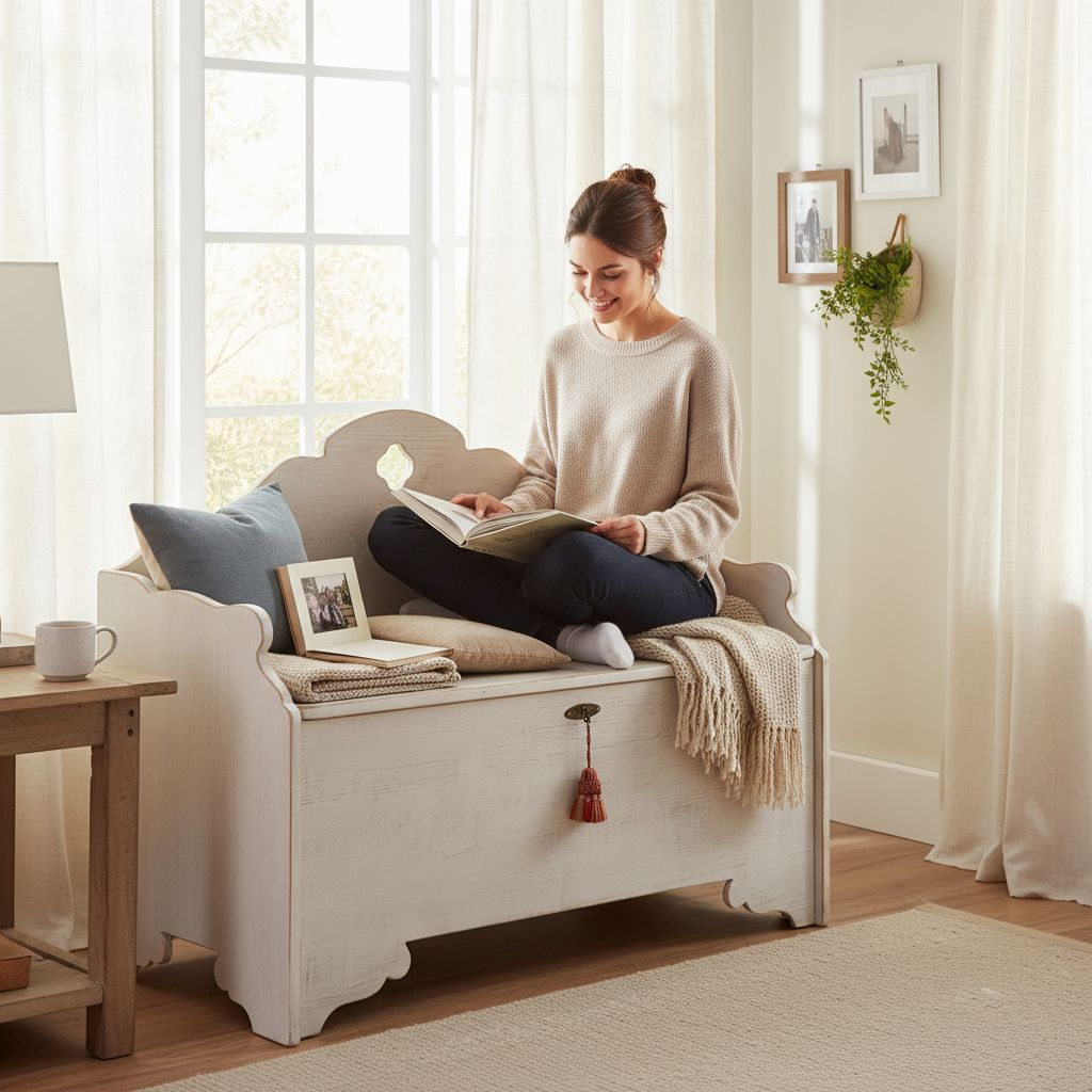 Cassapanca FIORE&CHIAVE Bianco Shabby