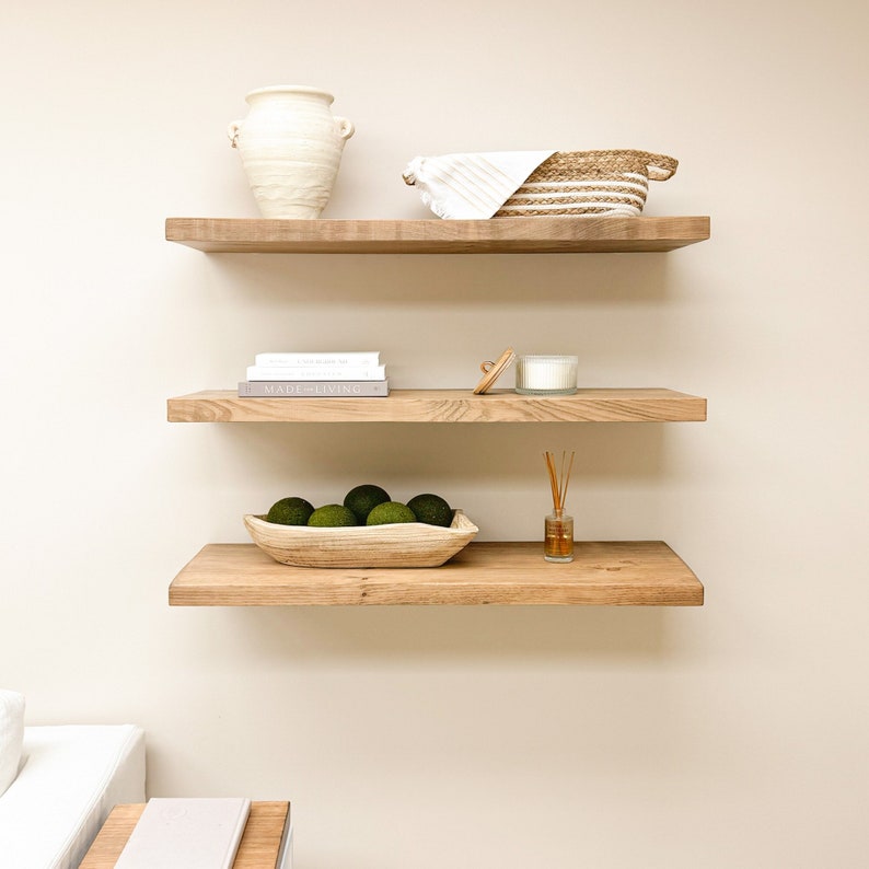 Mensola sospesa - MERCURIO il legno massello - Lunghezza 80 Profondità 25 cm. - AESSEWOOD