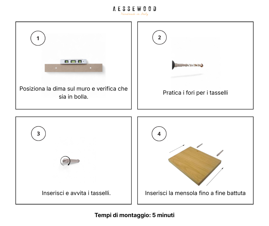 Mensola sospesa - VENERE - Profondità 15-20-25 cm. Noce