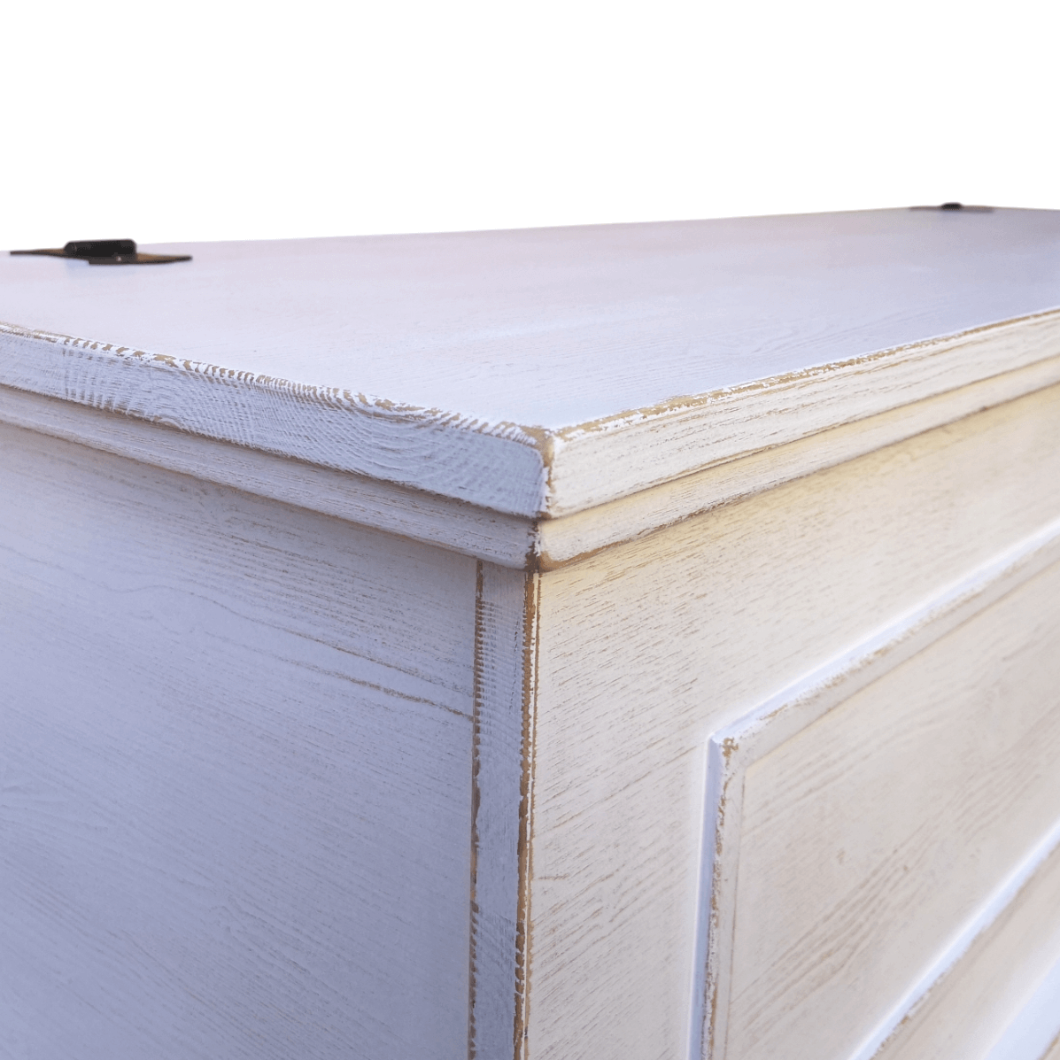 Cassapanca CLASSICA in Legno Massello Bianco Shabby con Vano Contenitore – Eleganza e Funzionalità per la Casa - AESSEWOOD