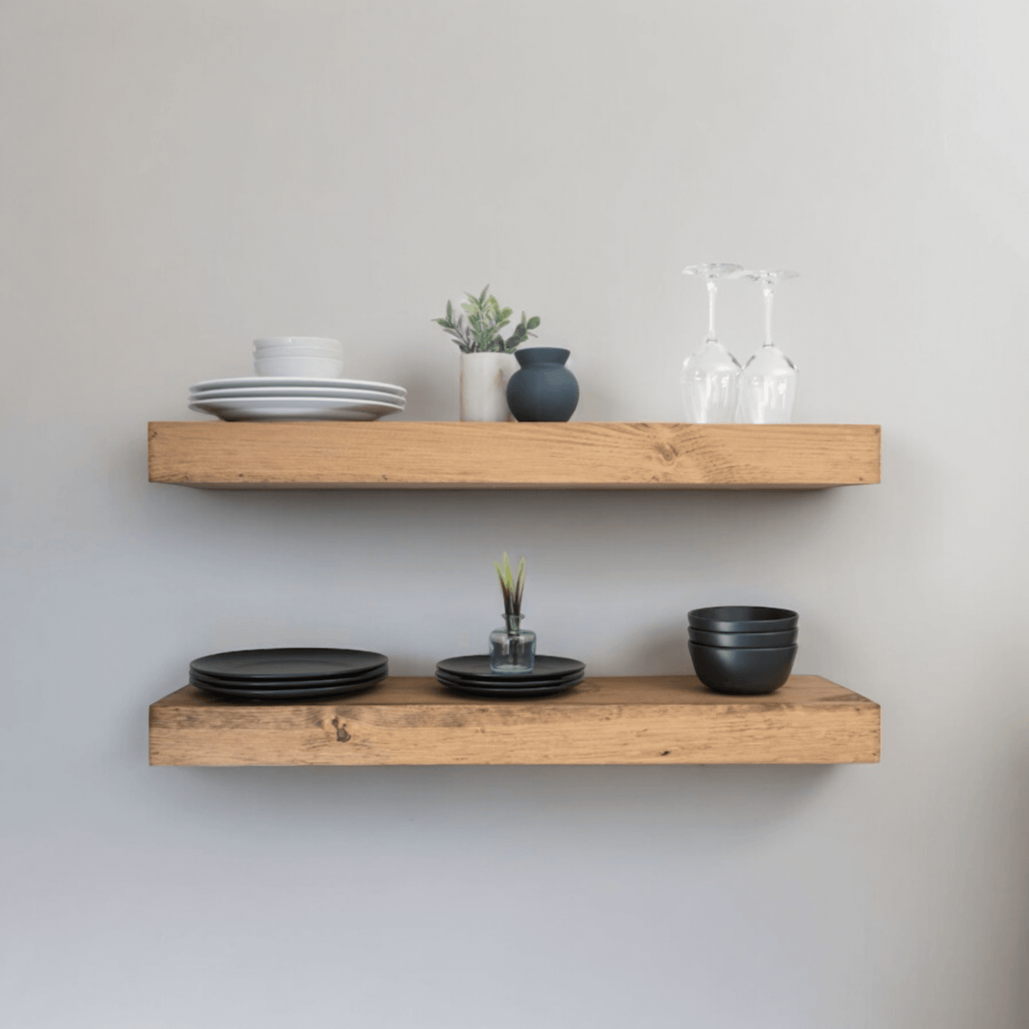 Mensola sospesa - VENERE - Profondità 25 cm. Rovere Rustico - AESSEWOOD