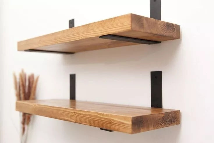 Mensola Industrial - LUNA il legno massello - Lunghezza 80 Profondità 25 cm. - AESSEWOOD