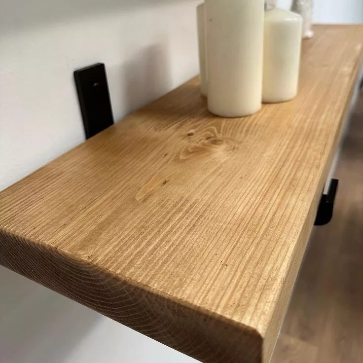 Mensola Industrial - LUNA il legno massello - Lunghezza 80 Profondità 25 cm. - AESSEWOOD