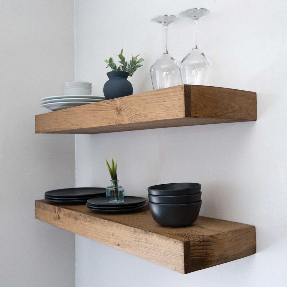 Mensola sospesa - VENERE - Profondità 25 cm. Rovere Rustico - AESSEWOOD