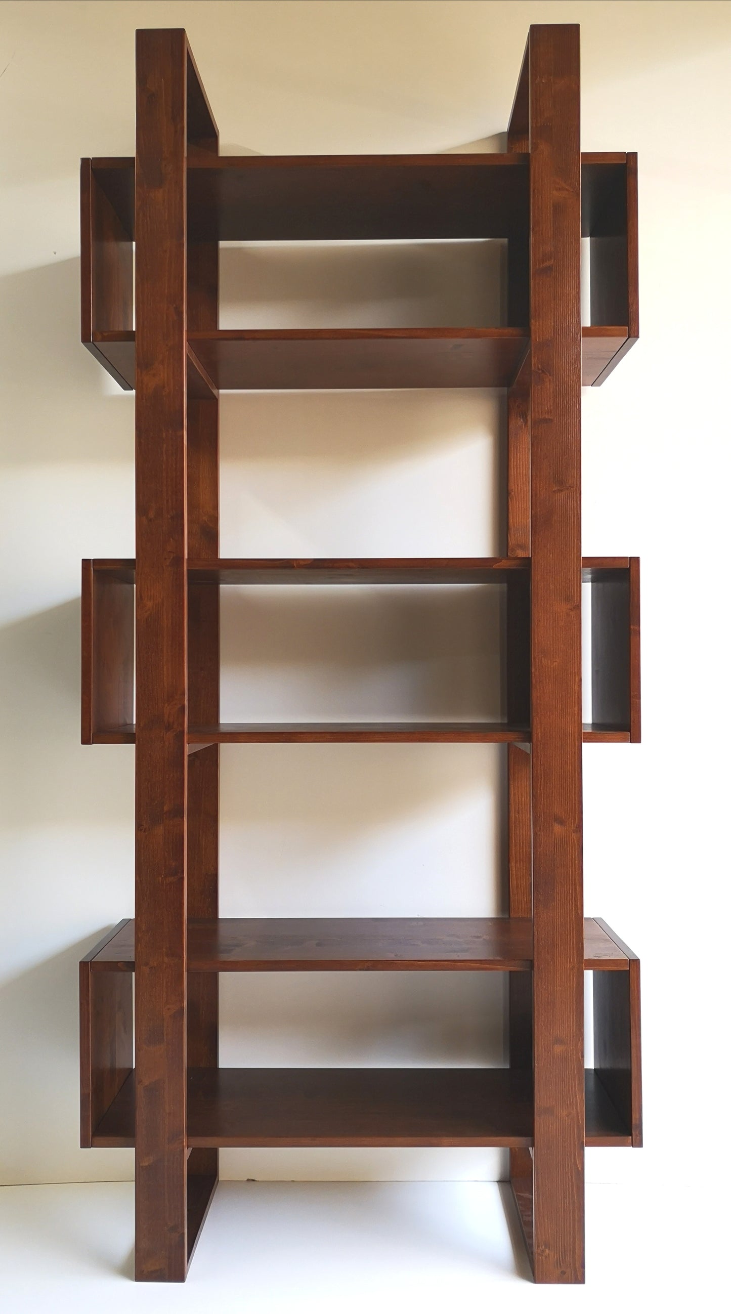 Libreria moderna design vintage scaffale in legno massello noce scuro- PLATONE - AESSEWOOD