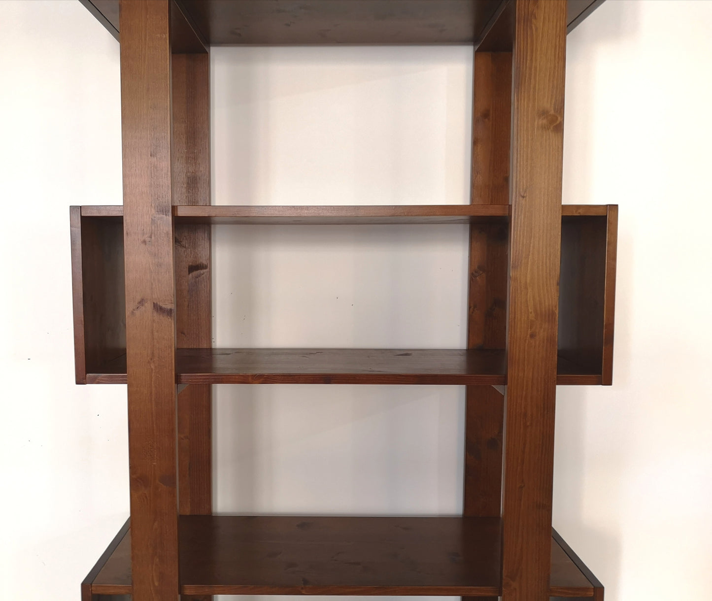 Libreria moderna design vintage scaffale in legno massello noce scuro- PLATONE - AESSEWOOD