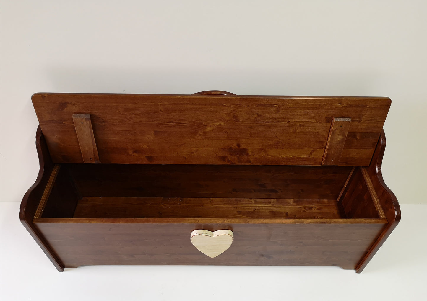 Cassapanca baule vintage in legno massello noce scuro- PETALI&CUORE - AESSEWOOD