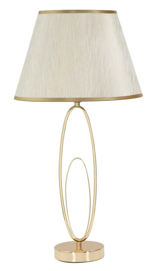 Lampada da Tavolo Glam in Metallo Dorato con Paralume in Tessuto – Eleganza Senza Tempo