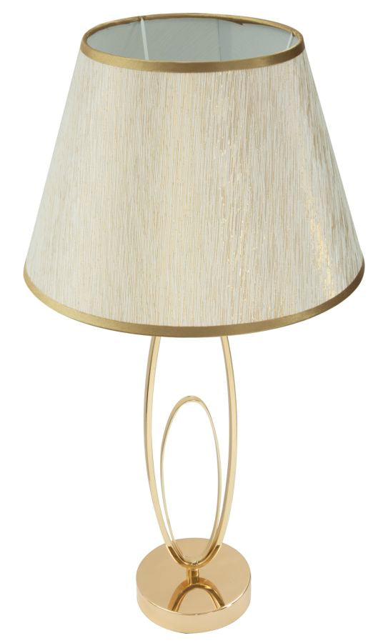 Lampada da Tavolo Glam in Metallo Dorato con Paralume in Tessuto – Eleganza Senza Tempo