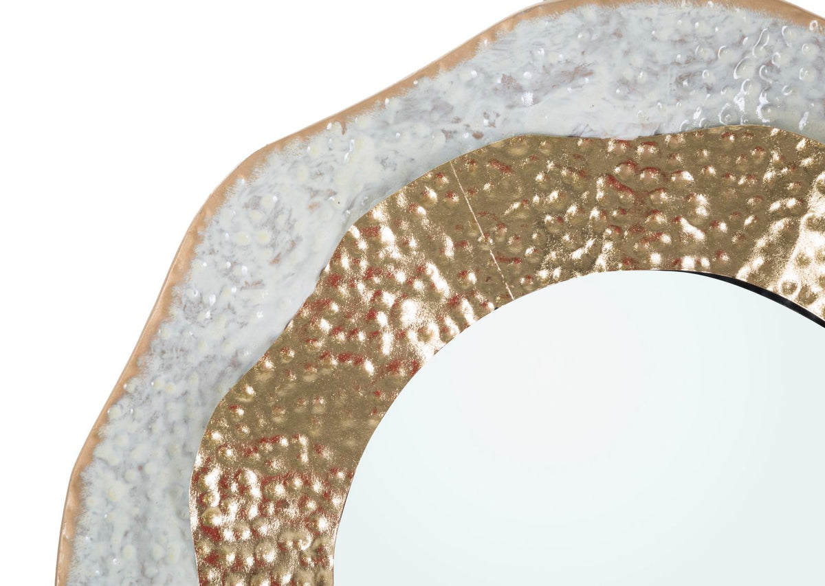 Specchio da Parete “Aurelia” | Specchio Decorativo Oro e Bianco | Design Elegante e Raffinato | Arredo Glamour | Ø 54,5 cm