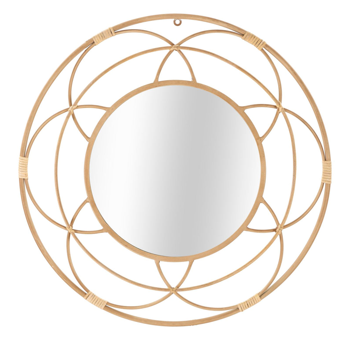 Specchio da Parete “Valencia Royale” | Specchio Rotondo con Cornice Geometrica Dorata | Design Elegante e Raffinato Ø 60 cm