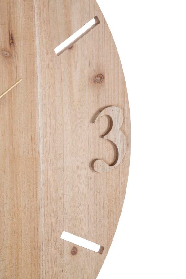 Orologio da Parete Éclat Wood | Orologio Decorativo in Legno e Metallo Nero e Oro | Design Moderno e Geometrico | Ø 60 cm