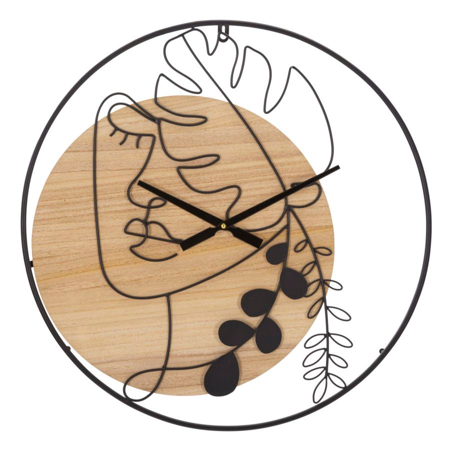 Orologio da Parete ARTEA Nature – Orologio Moderno Decorativo in Legno e Metallo Nero, Design Artistico, Ø 60 cm