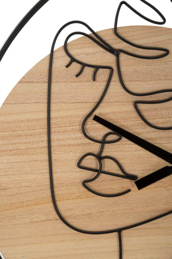 Orologio da Parete ARTEA Nature – Orologio Moderno Decorativo in Legno e Metallo Nero, Design Artistico, Ø 60 cm