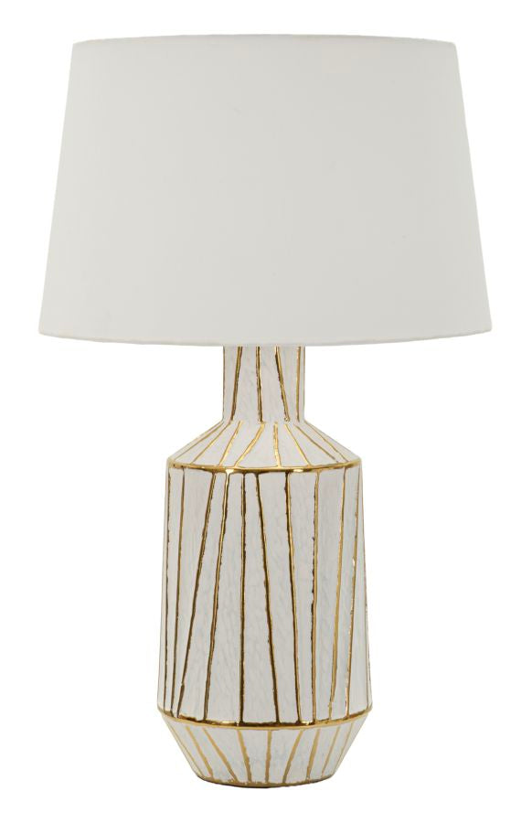 Lampada da Tavolo Tangeri in Ceramica Bianca con Finiture Dorate – Design Elegante