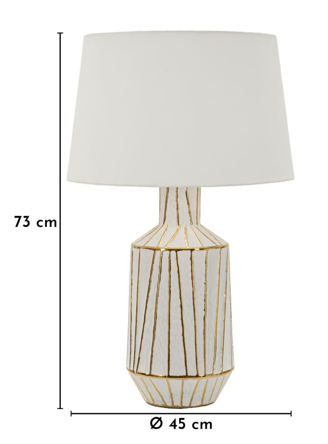 Lampada da Tavolo Tangeri in Ceramica Bianca con Finiture Dorate – Design Elegante