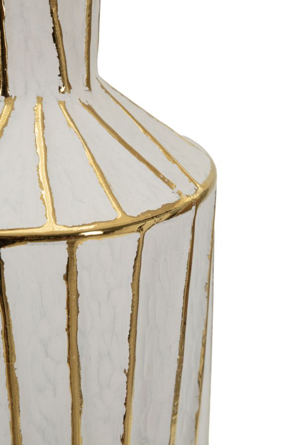 Lampada da Tavolo Tangeri in Ceramica Bianca con Finiture Dorate – Design Elegante