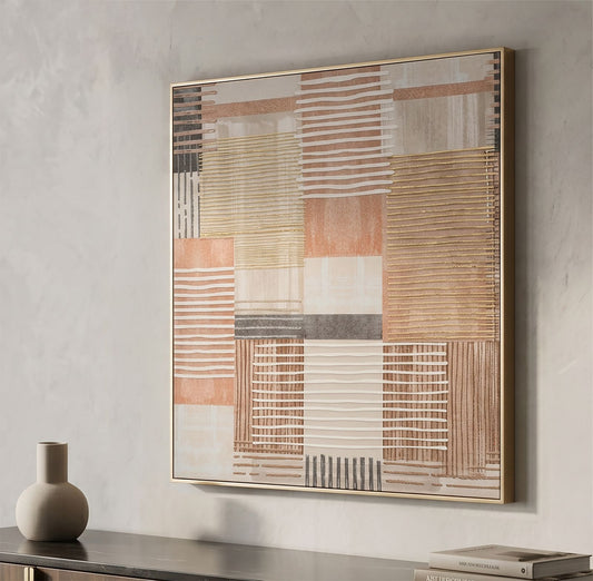 Quadro Astratto Geometrico su Tela con Cornice – Eleganza Contemporanea per Pareti Raffinate - AESSEWOOD 