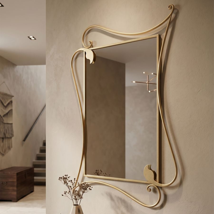 Specchio da Parete “Élan” | Specchio Decorativo Oro con Cornice Ornamentale | Design Elegante e Raffinato | Arredo Glamour 80×110 cm