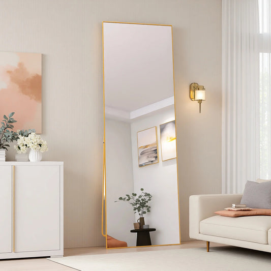 Specchio a Figura Intera in Finitura Oro Caldo – Eleganza Essenziale per Camera e Soggiorno - AESSEWOOD 