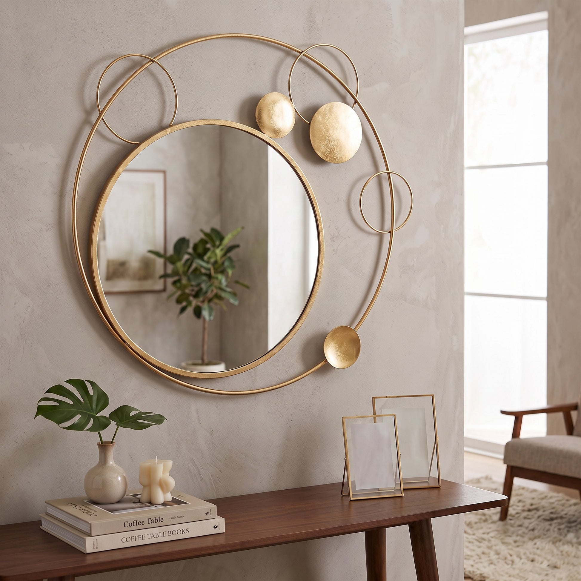 Specchio Planet Oro – Geometrie di Luce per Ambienti Raffinati - AESSEWOOD 