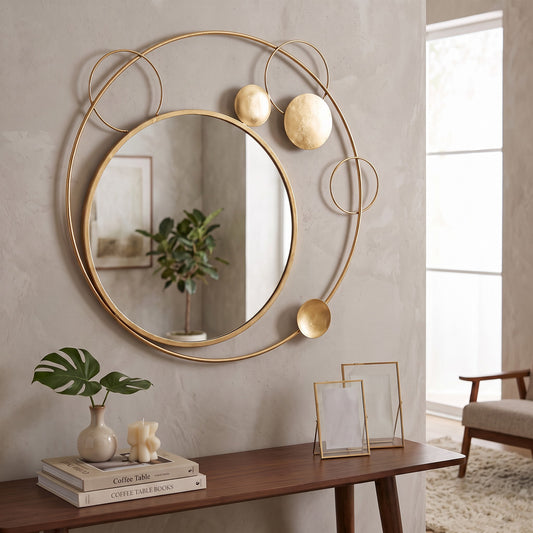 Specchio Planet Oro – Geometrie di Luce per Ambienti Raffinati - AESSEWOOD 