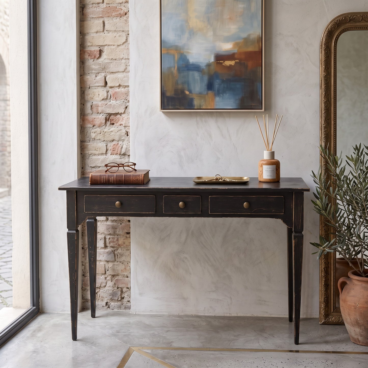 Consolle - EUCLIDE nero shabby - AESSEWOOD 