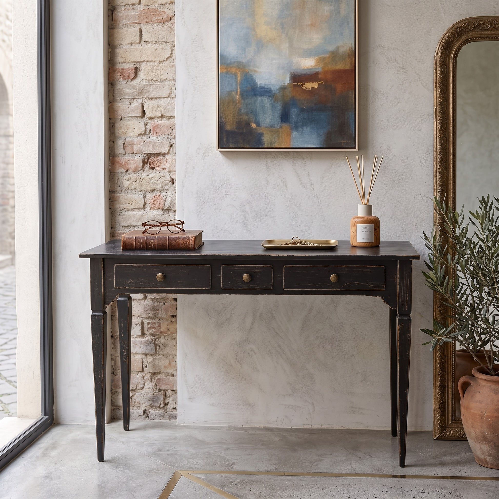 Consolle - EUCLIDE nero shabby - AESSEWOOD 
