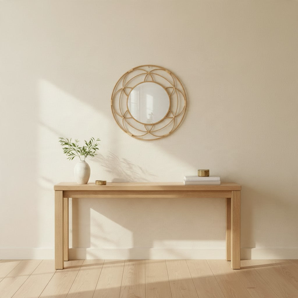 Specchio da Parete “Valencia Royale” | Specchio Rotondo con Cornice Geometrica Dorata | Design Elegante e Raffinato Ø 60 cm