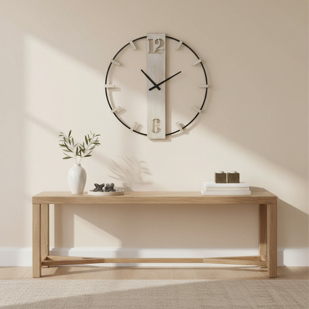 Orologio da Parete “Évora” | Orologio Decorativo Moderno in Metallo e Legno | Design Elegante e Minimal | Arredo Casa | 61×63 cm