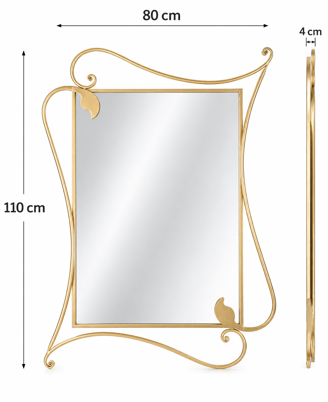 Specchio da Parete “Élan” | Specchio Decorativo Oro con Cornice Ornamentale | Design Elegante e Raffinato | Arredo Glamour 80×110 cm