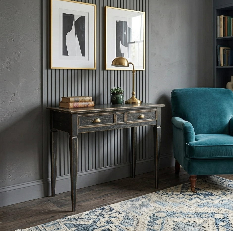 Scrittoio - ARCHIMEDE Nero Shabby - AESSEWOOD 