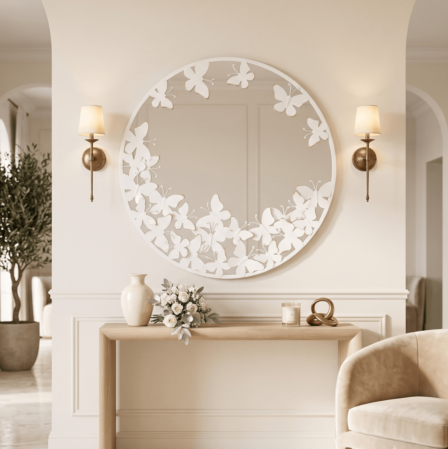 Specchio Farfalle Bianche – Un Riflesso di Grazia e Armonia - AESSEWOOD 