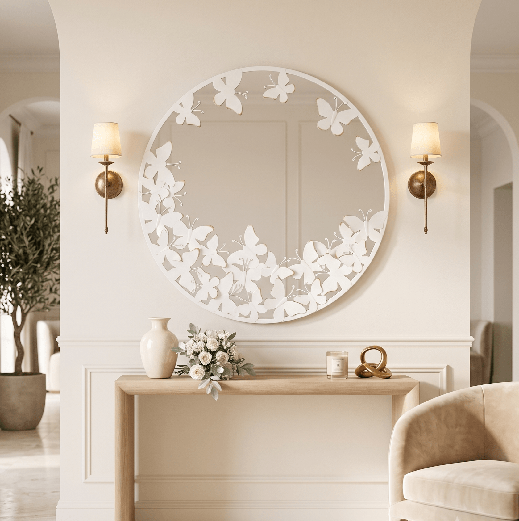Specchio Farfalle Bianche – Un Riflesso di Grazia e Armonia - AESSEWOOD 