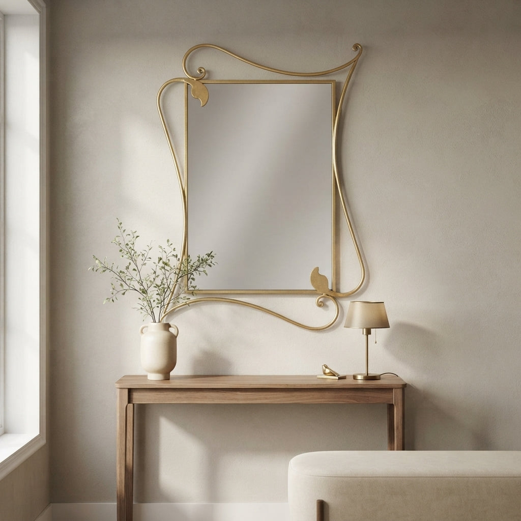 Specchio da Parete “Élan” | Specchio Decorativo Oro con Cornice Ornamentale | Design Elegante e Raffinato | Arredo Glamour 80×110 cm