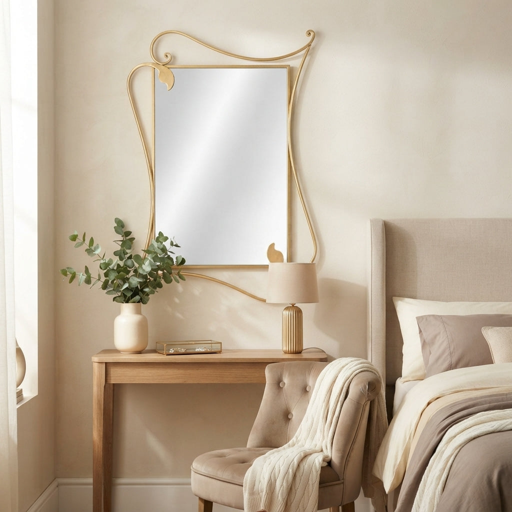Specchio da Parete “Élan” | Specchio Decorativo Oro con Cornice Ornamentale | Design Elegante e Raffinato | Arredo Glamour 80×110 cm
