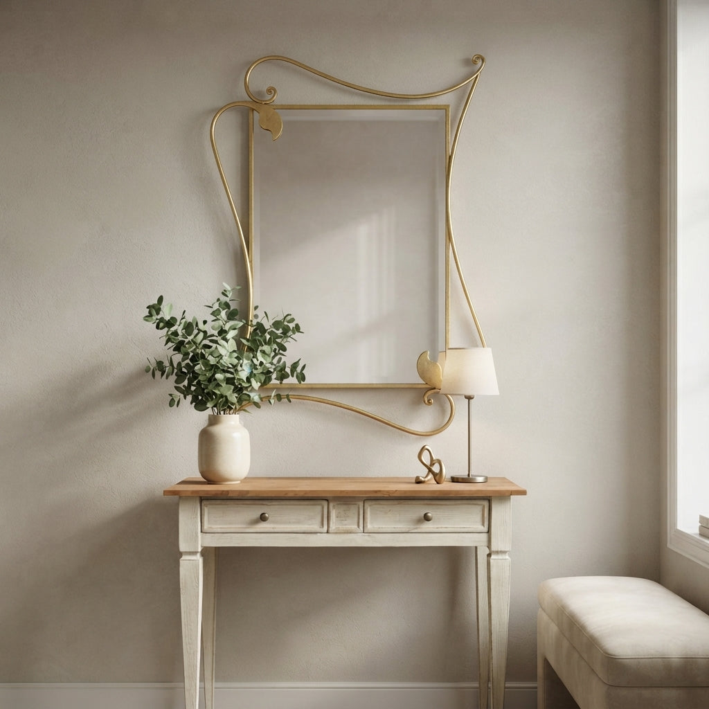 Specchio da Parete “Élan” | Specchio Decorativo Oro con Cornice Ornamentale | Design Elegante e Raffinato | Arredo Glamour 80×110 cm