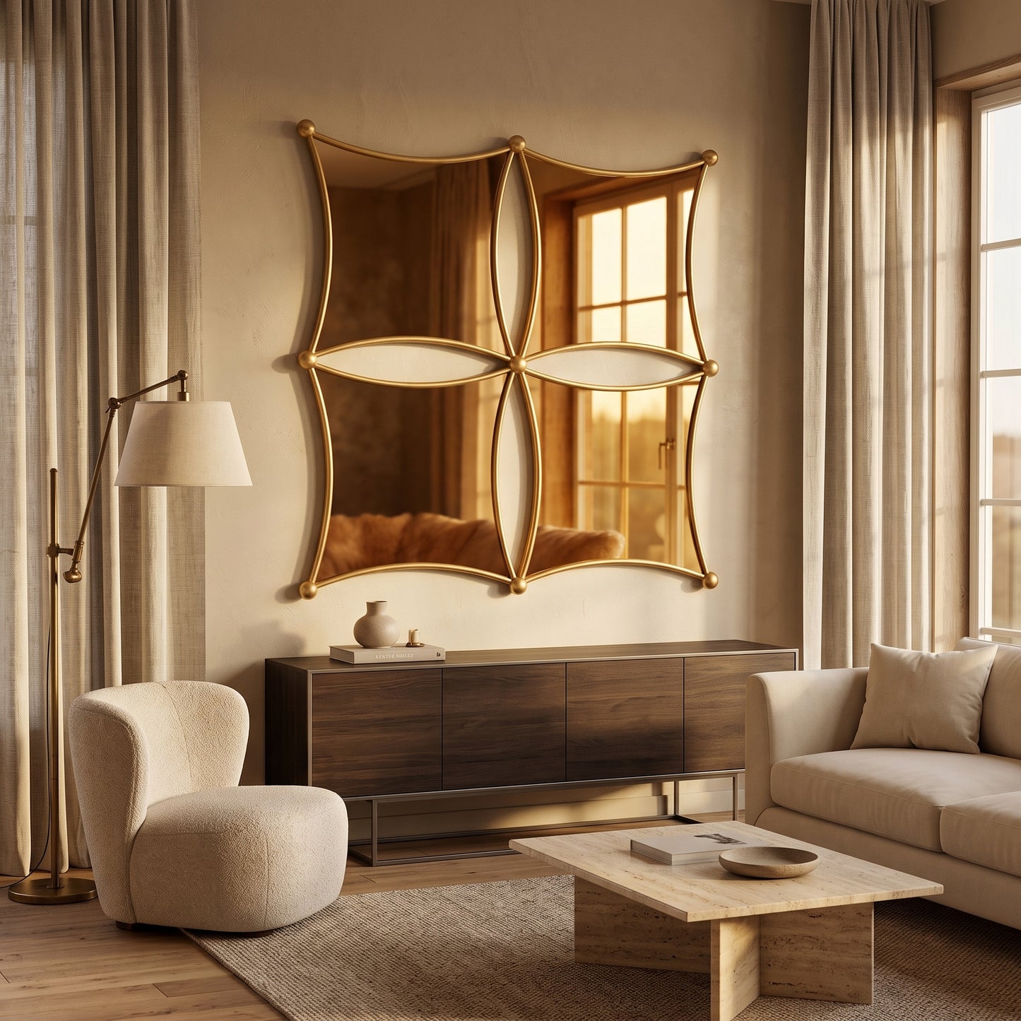 Specchio Jalo Oro – Eleganza Geometrica per Ambienti Raffinati