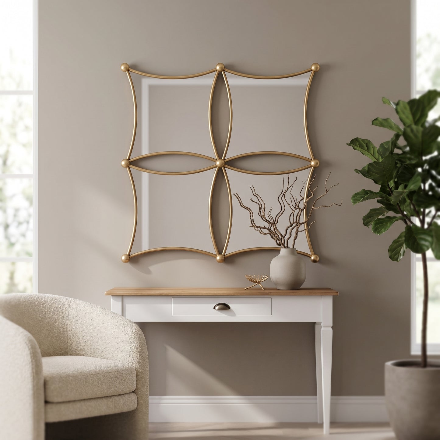 Specchio Jalo Oro – Eleganza Geometrica per Ambienti Raffinati
