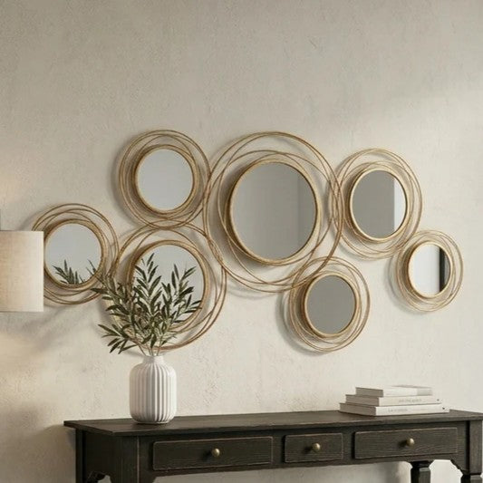 Specchio Gold Round – Geometrie Dorate dal Fascino Senza Tempo