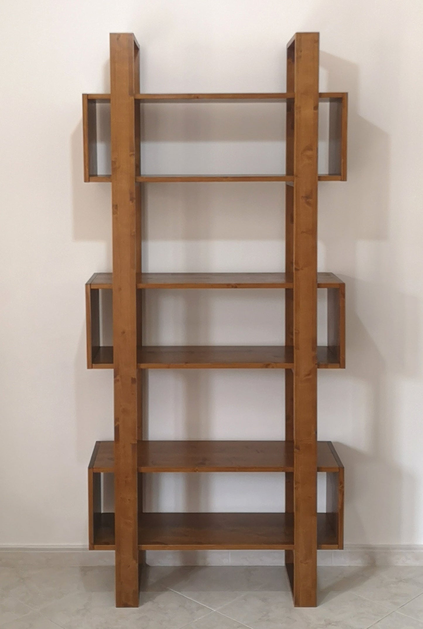 Libreria moderna design vintage scaffale in legno massello noce- PLATONE - AESSEWOOD