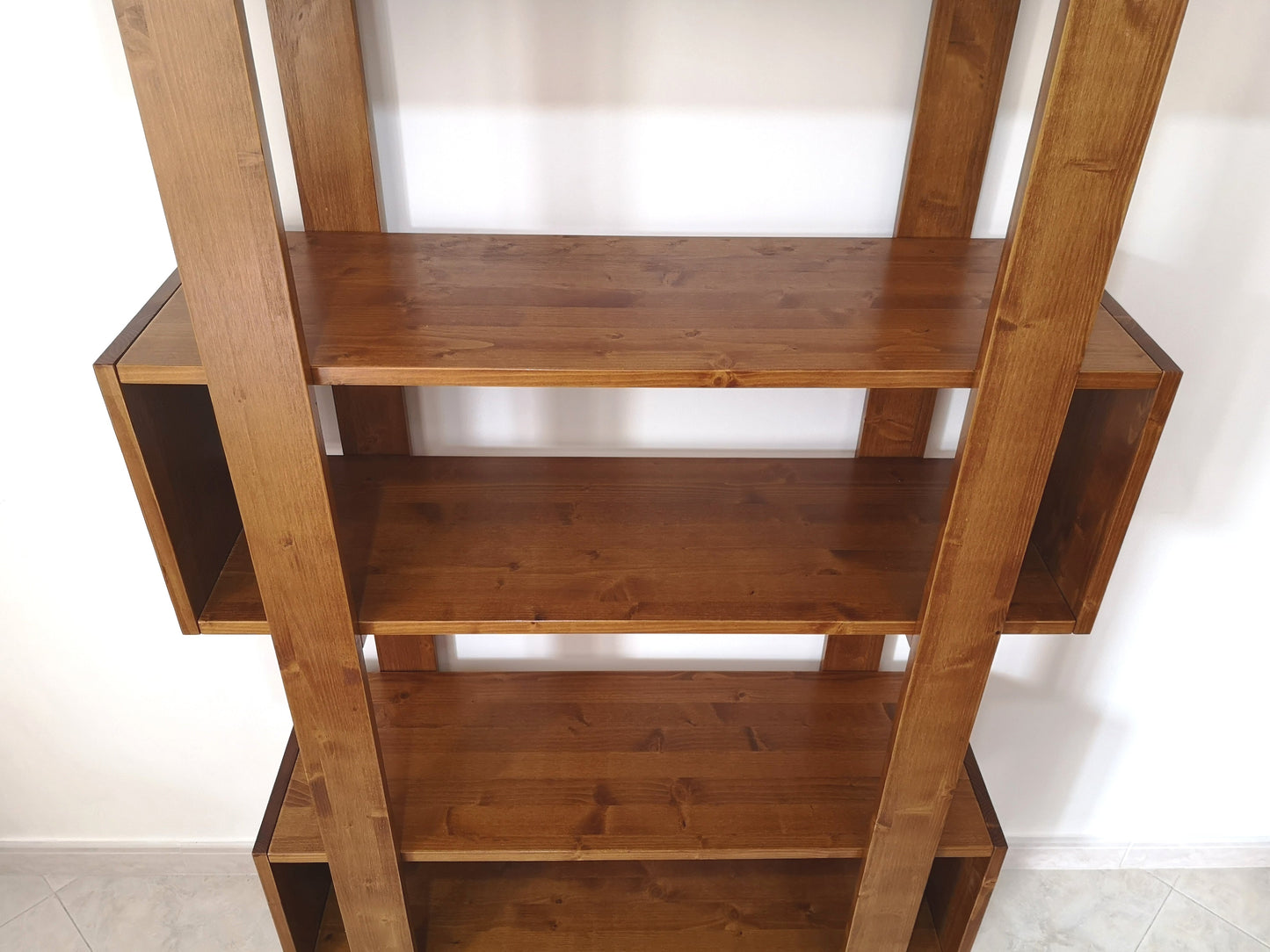 Libreria moderna design vintage scaffale in legno massello noce- PLATONE - AESSEWOOD