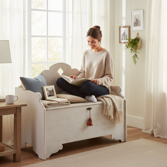 Cassapanca FIORE&CHIAVE Bianco Shabby