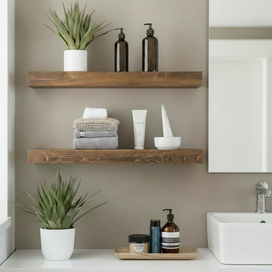 Mensole - VENERE - Profondità 15-20-25 cm. Noce Rustico - AESSEWOOD 