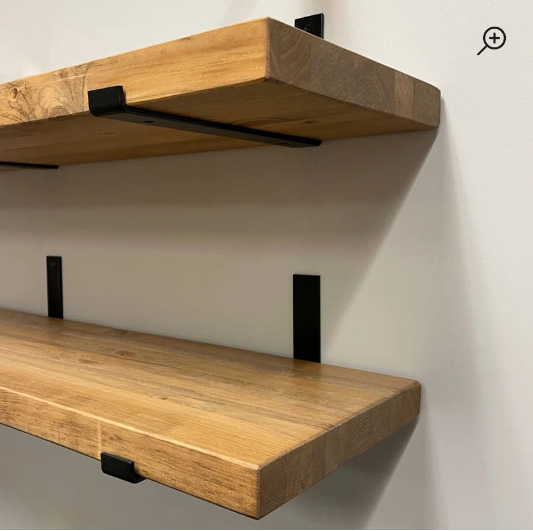 Mensola Industrial - LUNA il legno massello - Lunghezza 80 Profondità 25 cm.